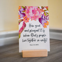 Load image into Gallery viewer, Psalm for a friend. Bible verse card with wood stand to encourage friends.