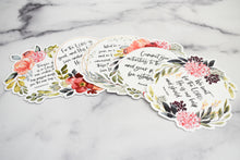 Load image into Gallery viewer, Scripture stickers that are reusable and won't damage your surface. Sticks to any smooth surface.