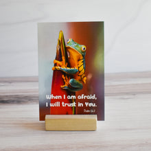 Load image into Gallery viewer, When I am afraid, I will trust in You. Psalm 56:7 Bible Verse Flash Cards for Kids all about God's Creation