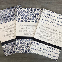 Load image into Gallery viewer, Memory verses about God's Wisdom and Guidance with blue artwork.
