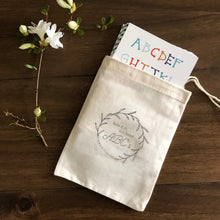 Load image into Gallery viewer, ABC Bible Verses on flash cards in cotton carry bag for a gift.
