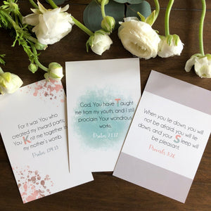 Bible verses for baby girl on cards for beautiful display.
