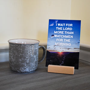 Praise and worship Bible memory verse cards with photo of sunrise.