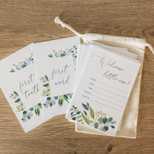 Load image into Gallery viewer,  Milestone Baby Cards with Bible Verses and floral artwork