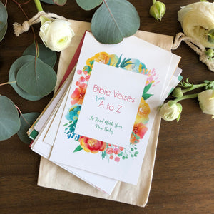 ABC Bible verses for little ones on beautiful cards with art